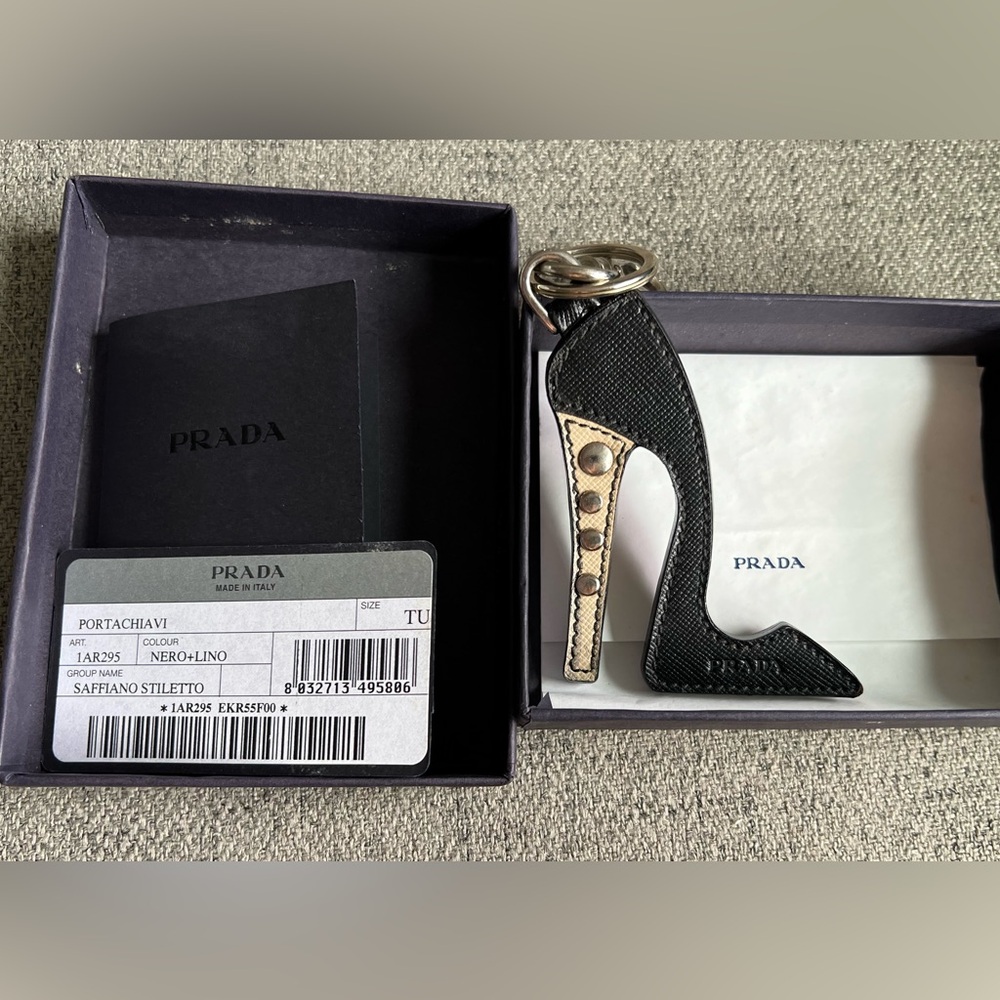 Prada Stiletto Heel keychain bag charm in box
